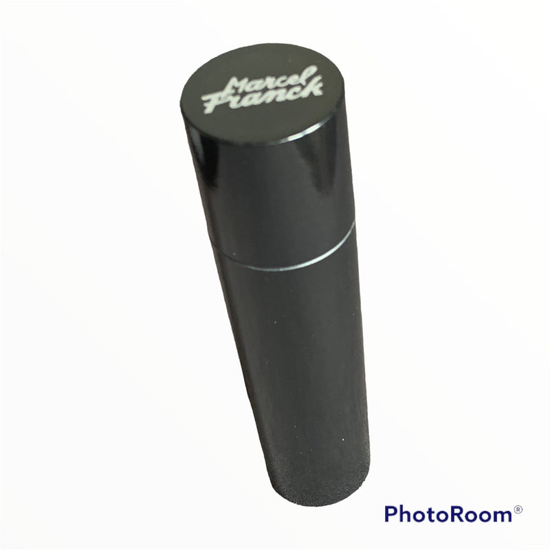 TRAVEL/PURSE PERFUME ATOMIZER: EXCHANGEABLE VIAL, CELULOSE, BLACK