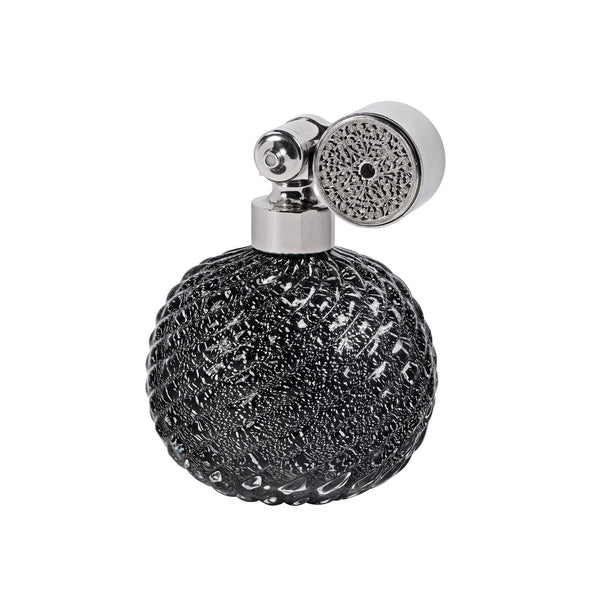 HOME COLLECTION: MURANO GLASS, PALLADIUM PLATED ESCALE MOUNT, BLACK, INSERTED SILVER LEAFS