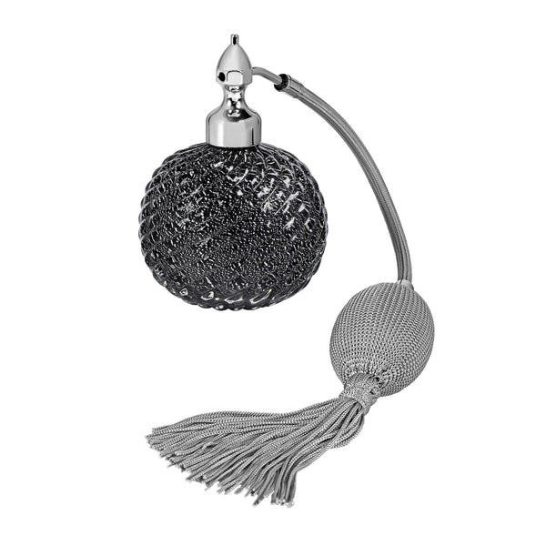 HOME COLLECTION: MURANO GLASS,PALLADIUM PLATED FIZZ BALL MOUNT, BLACK, INSERTED SILVER LEAFS